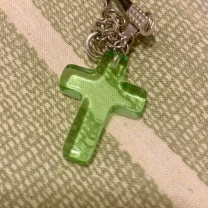 Clear Green Cross Pendant Necklace